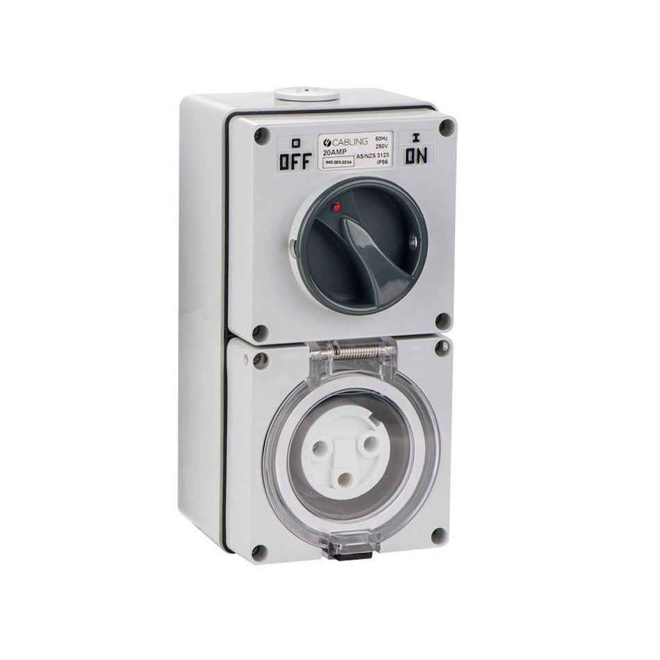 4C | Combination Switched socket 3 Round Pin IP66 250V 20A