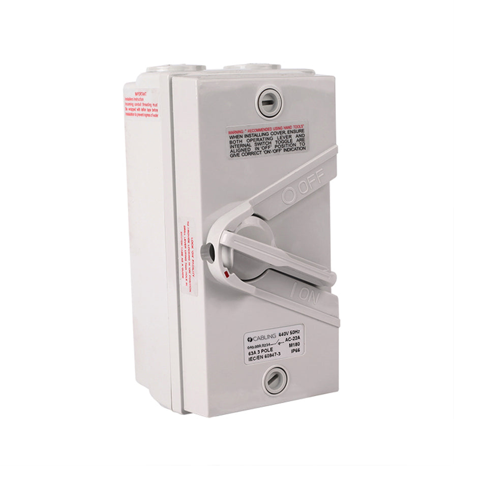 4C | Weatherproof Isolator 3 Pole 440V  63A IP66