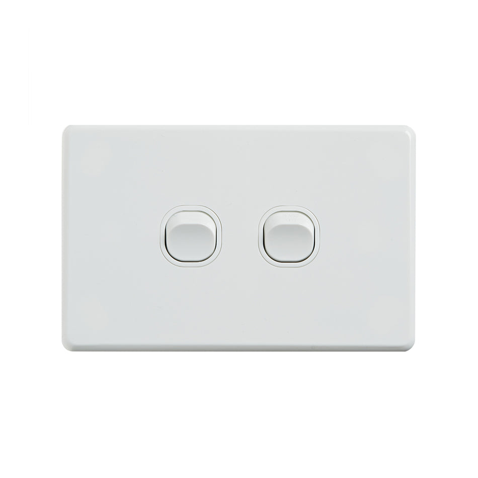 4C | Classic 2 Gang Switch 250V 16AX | Horizontal