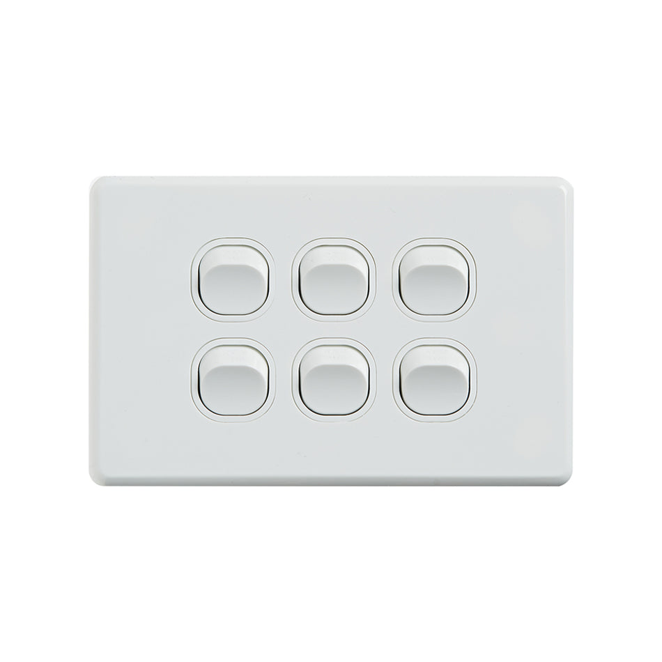 4C | Classic 6 Gang Switch 250V 16AX - Horizontal