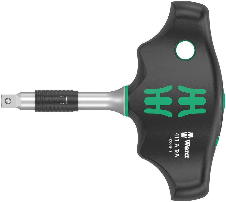 WERA 411 A RA T-handle adapter screwdriver with ratchet function, 1/4"