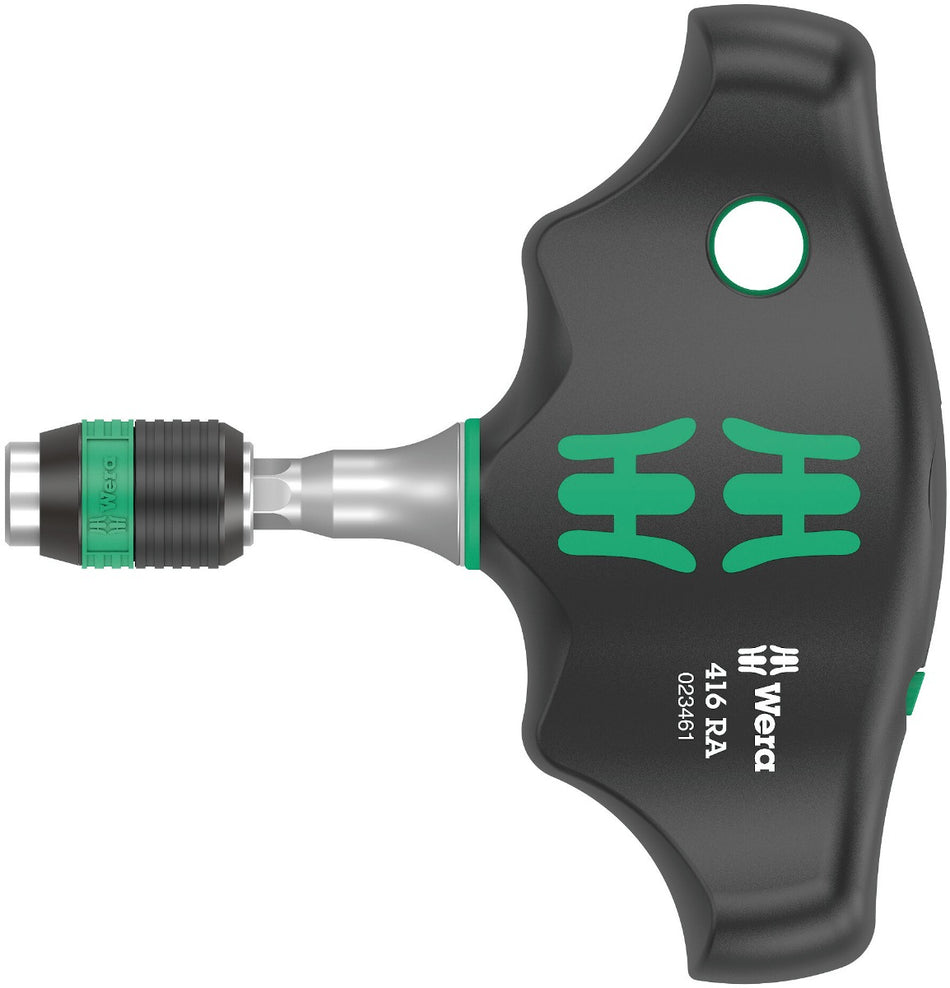 WERA 416 RA T-handle bitholding screwdriver with ratchet function and Rapidaptor quick-release chuck