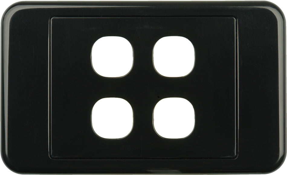 Digitek 4 Gang Wallplate (No Mech) - Black