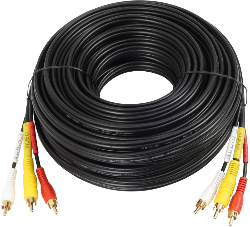 Digitek 20M 3x RCA Male to 3x RCA AV Lead - Coaxial Video