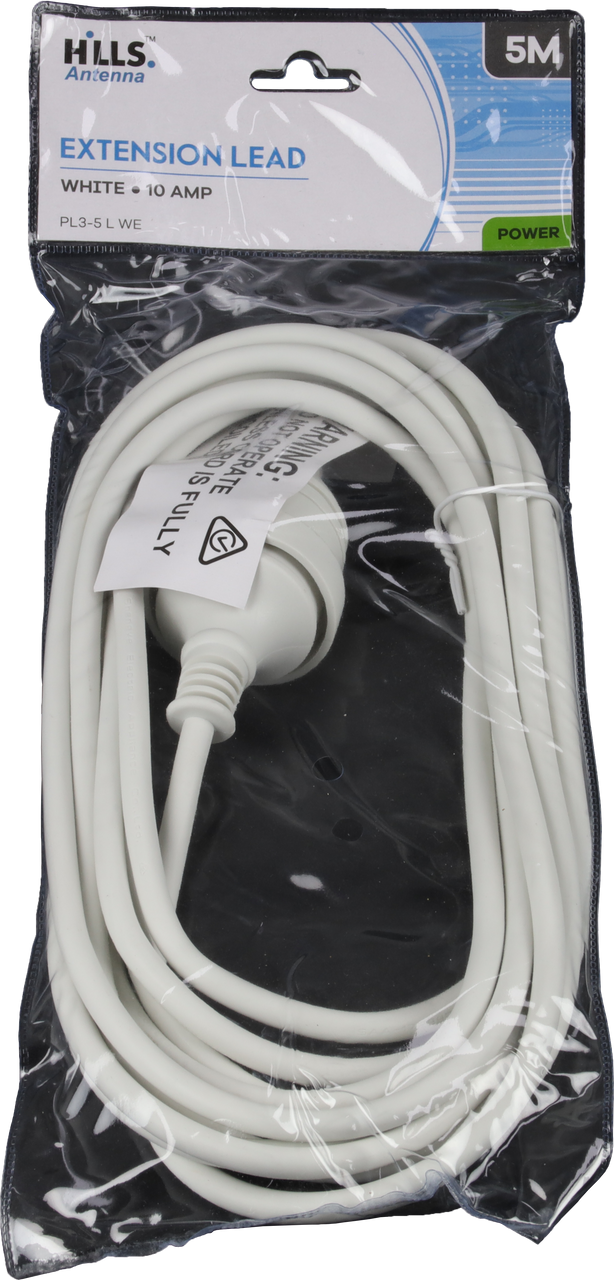 Hills Antenna 5M Power Extension Lead - White