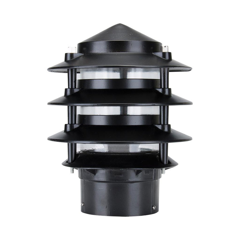 Three Tier Bollard Head Post Top Light Black