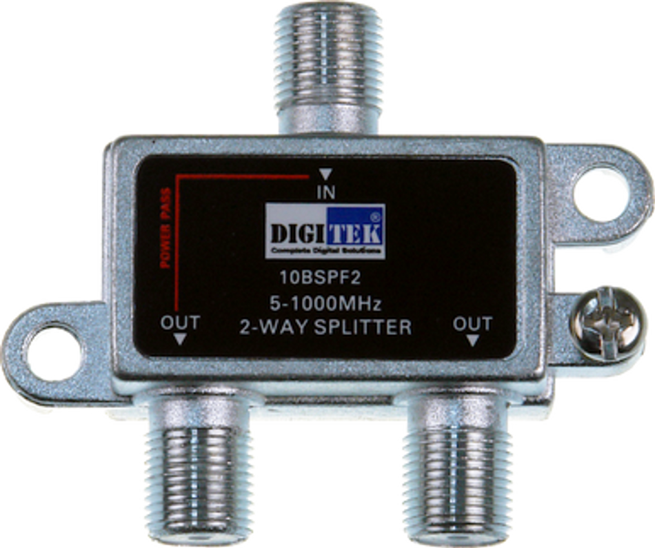 Digitek 2 Way 5-1000MHz F Type Splitter - 1 Leg Power Pass