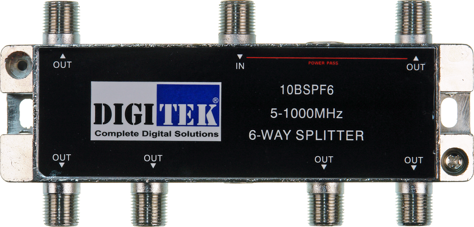 Digitek 6 Way 5-1000MHz F Type Splitter - 1 Leg Power Pass