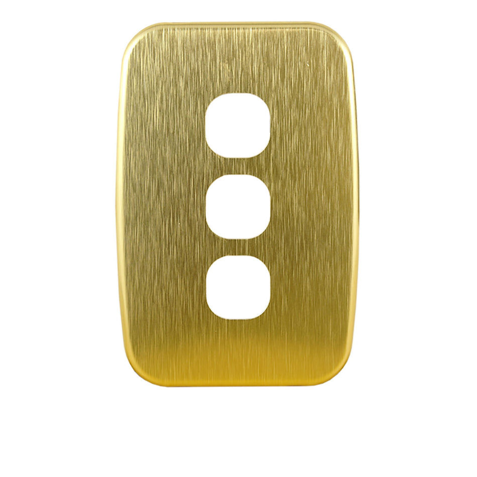 Brushed Brass Cover Plate 3 Gang Light Switch LUNA