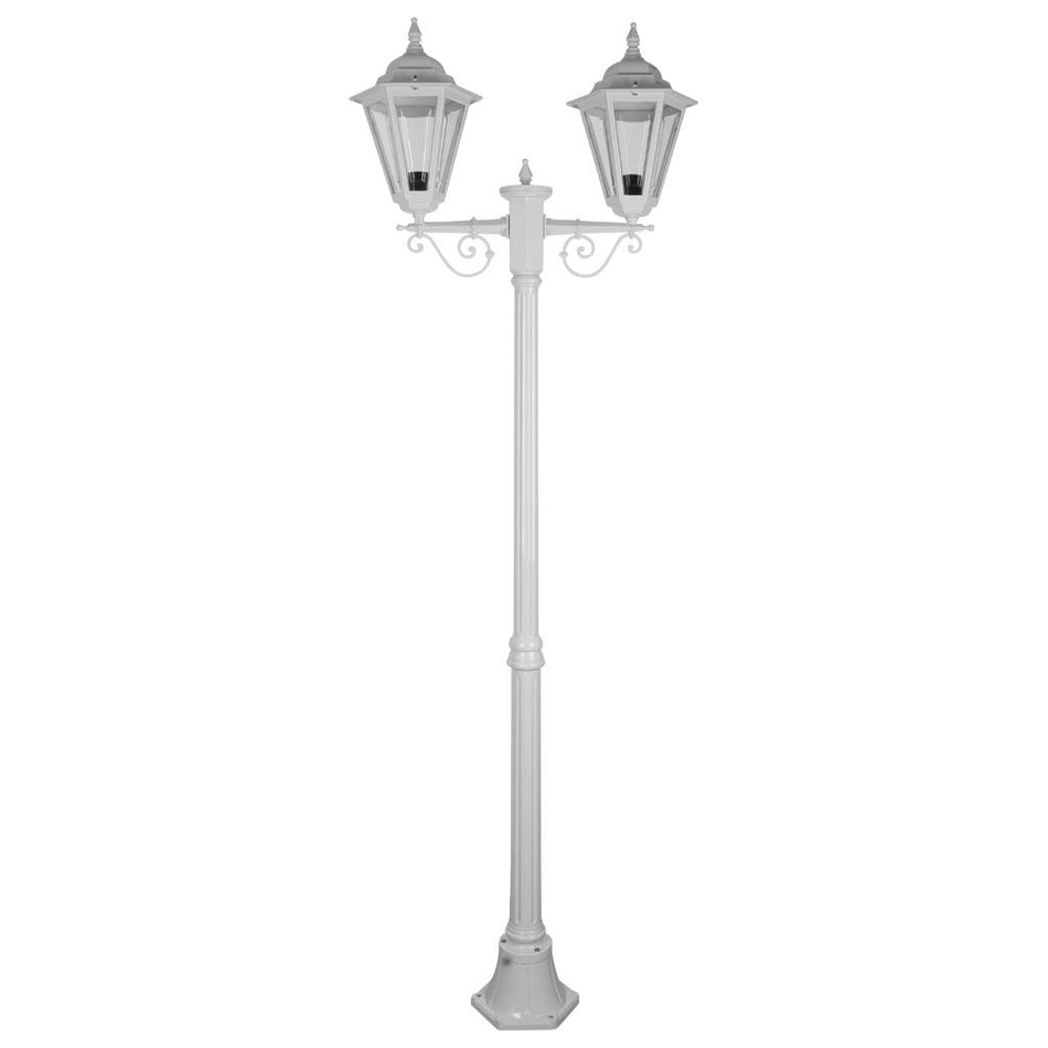 Turin Twin Head Medium Post Light White