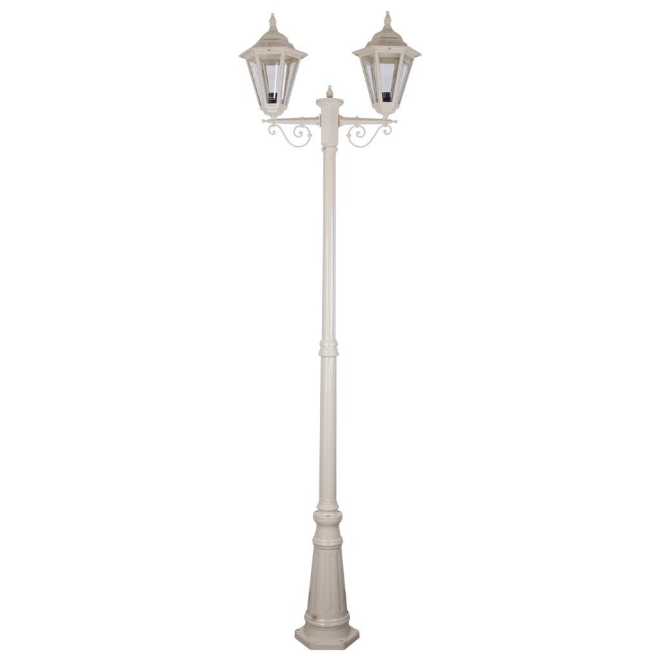 Turin Twin Head Tall Post Light Beige