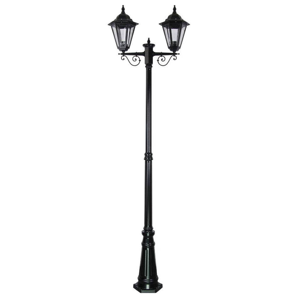 Turin Twin Head Tall Post Light Black