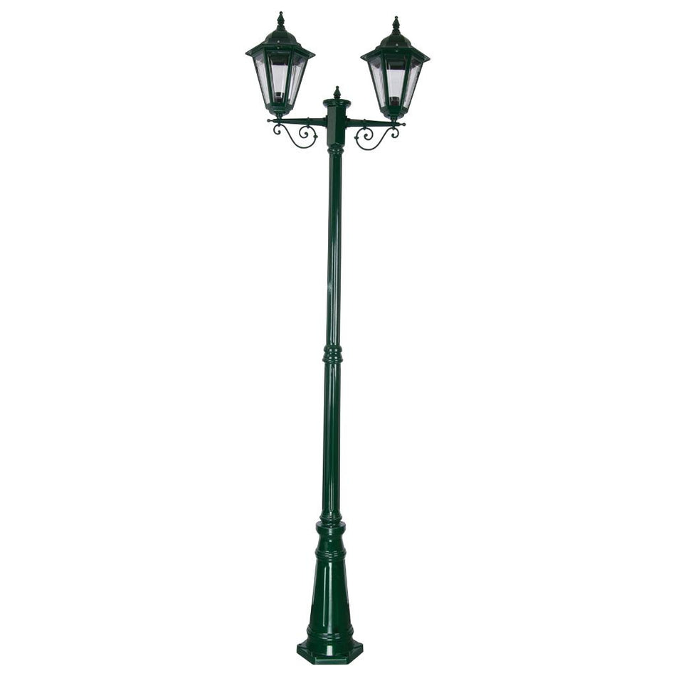 Turin Twin Head Tall Post Light Green