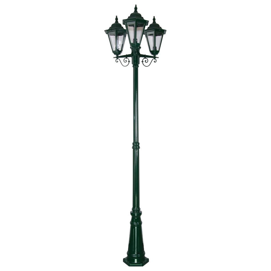 Turin Triple Head Tall Post Light Green