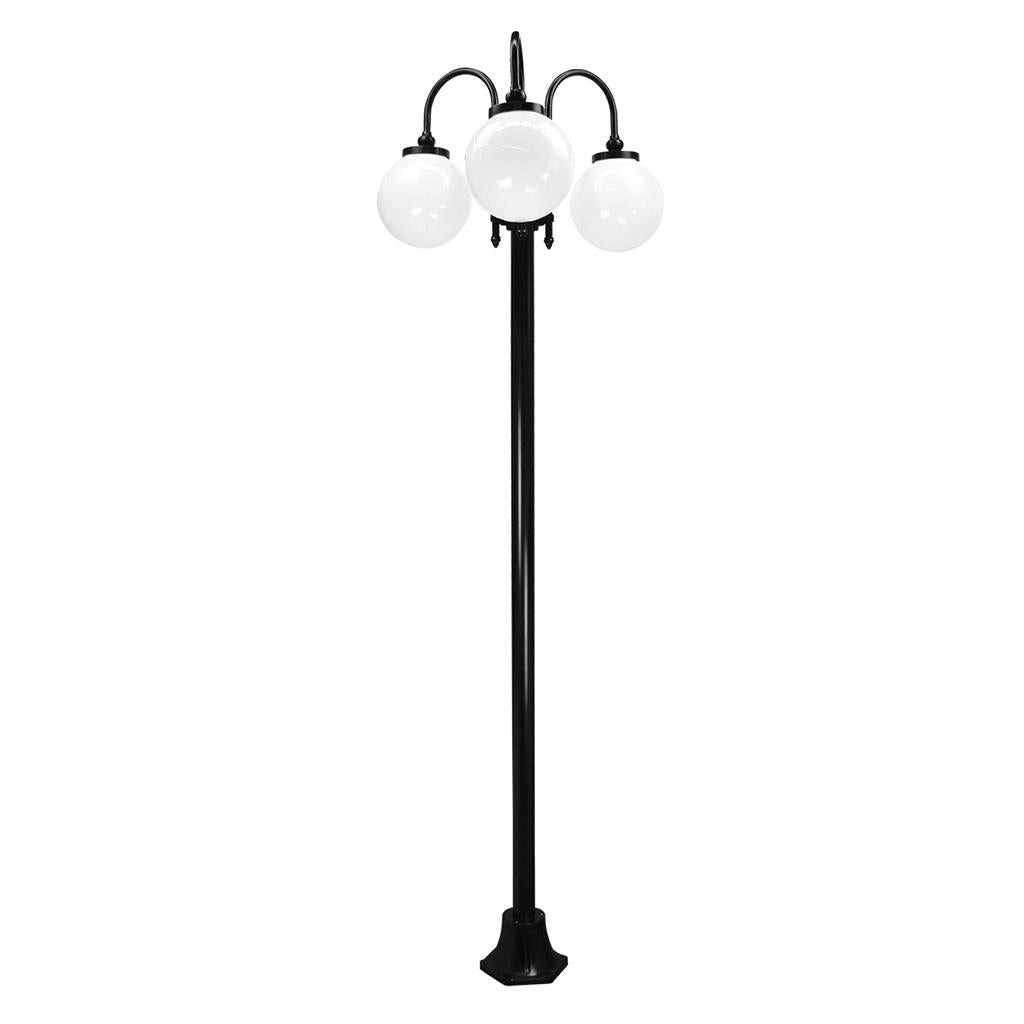 Lisbon Triple Sphere Curved Arms Plain Post Light Black – DZ ELECTRICAL ...