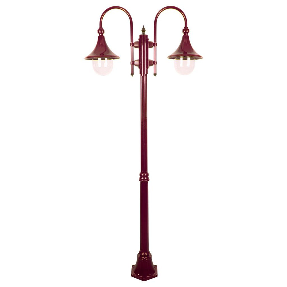 Monaco Twin Head Medium Post Light Burgundy