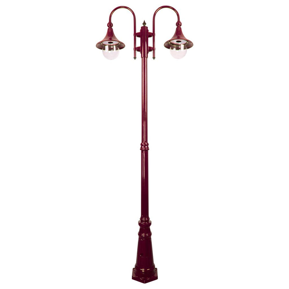 Monaco Twin Head Tall Post Light Burgundy