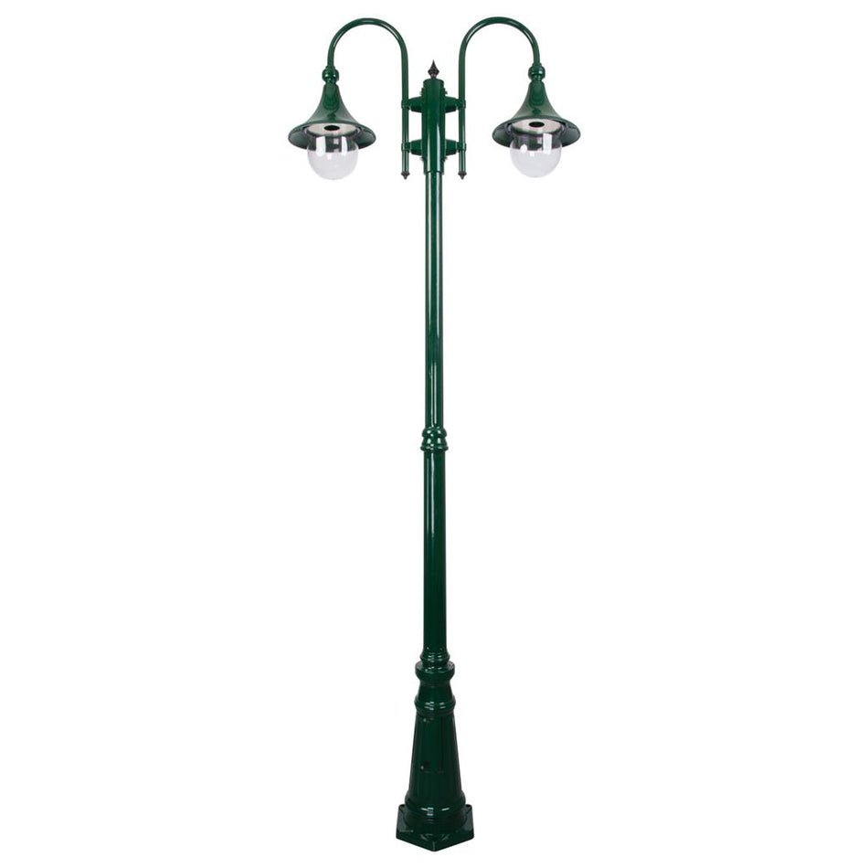Monaco Twin Head Tall Post Light Green