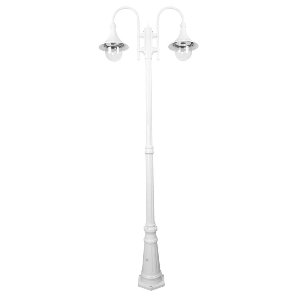 Monaco Twin Head Tall Post Light White