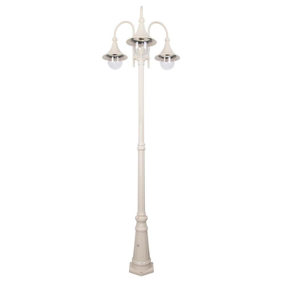 Monaco Triple Head Tall Post Light Beige