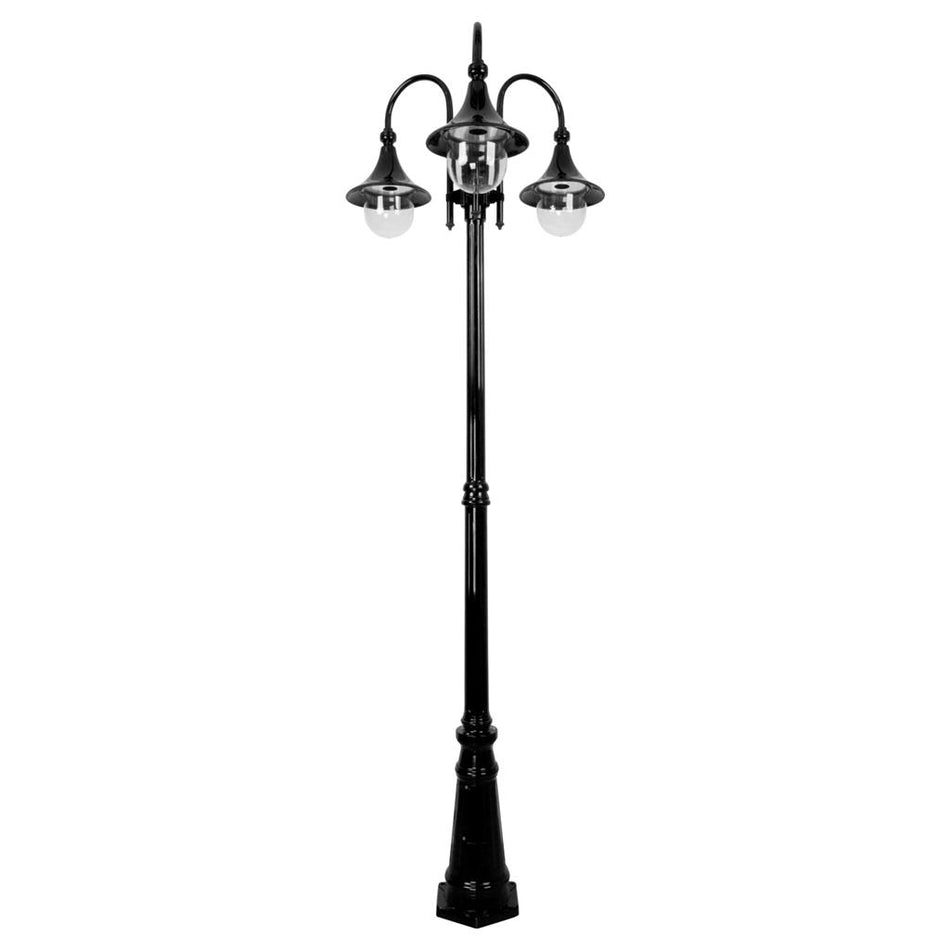 Monaco Triple Head Tall Post Light Black