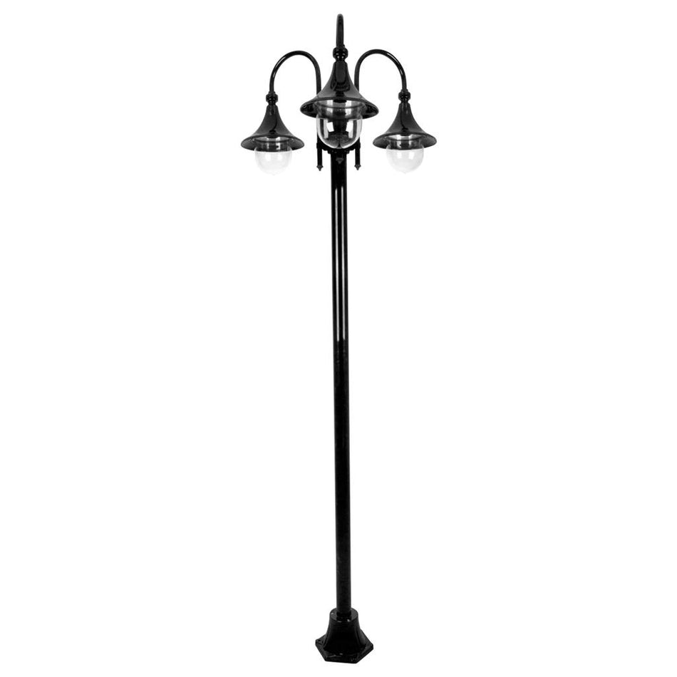 Monaco Triple Head Tall Plain Post Light Black