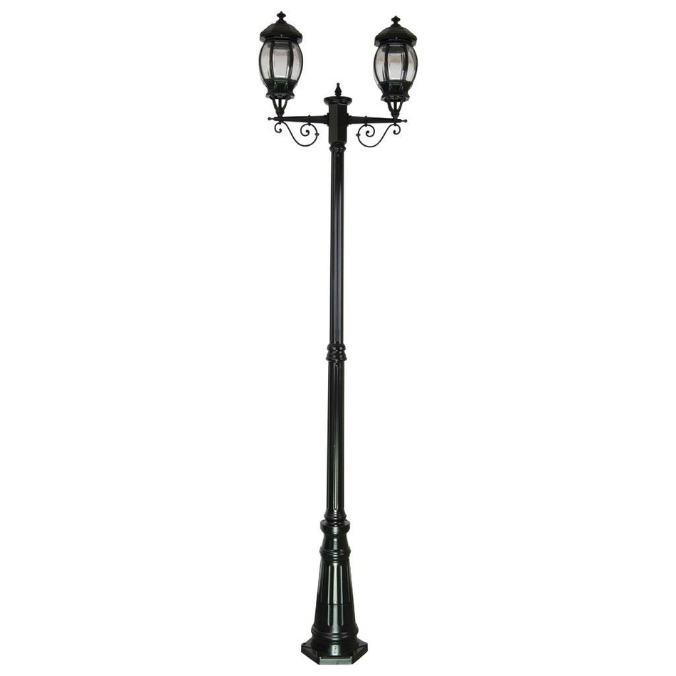 Vienna Twin Head Tall Post Light Black