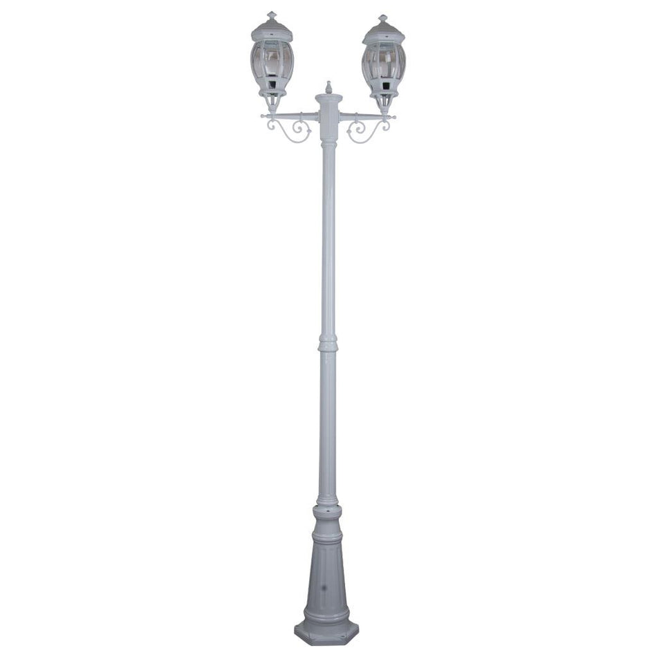 Vienna Twin Head Tall Post Light White