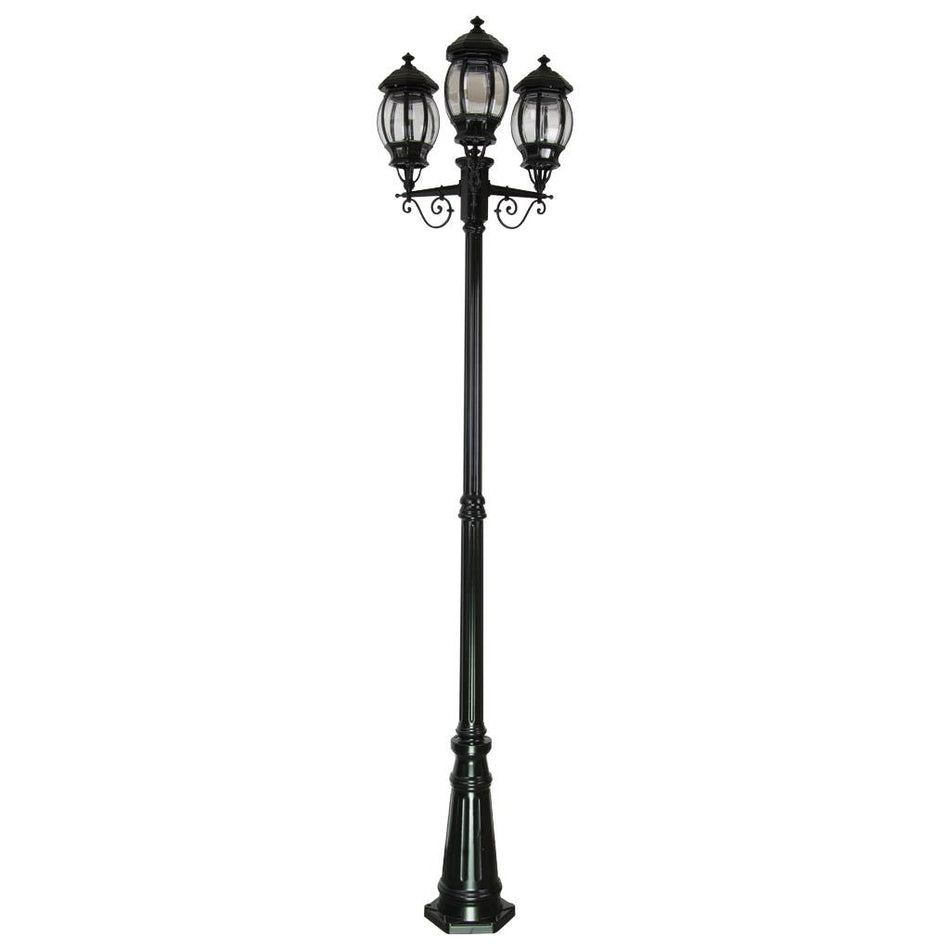 Vienna Triple Head Tall Post Light Black