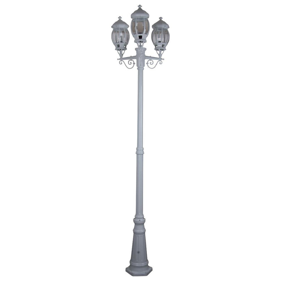 Vienna Triple Head Tall Post Light White