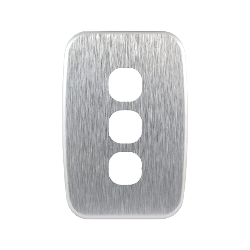 Brushed Aluminium 3 Gang Cover Plate