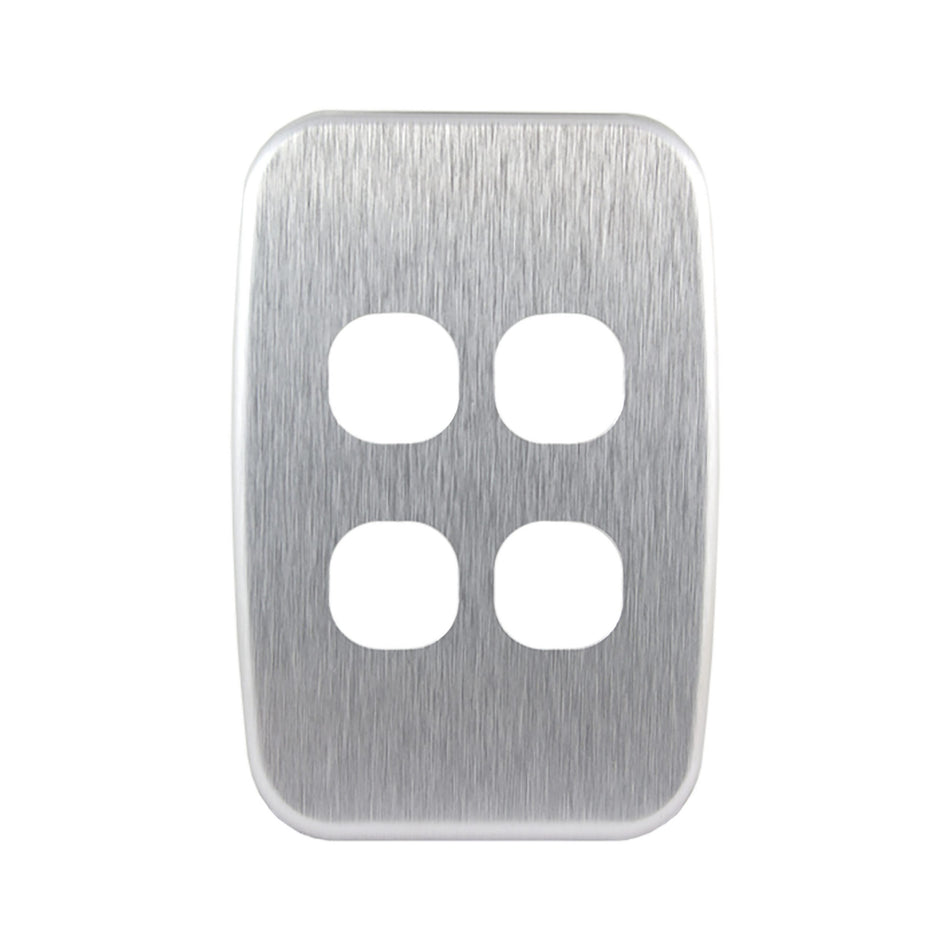 Brushed Aluminium 4 Gang Cover Plate