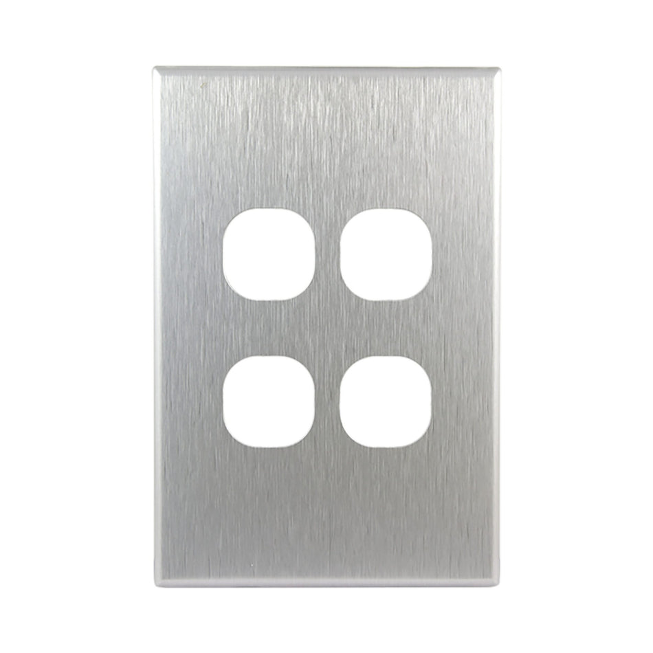 Aluminium Cover Plate 4 Gang Light Switch GEO