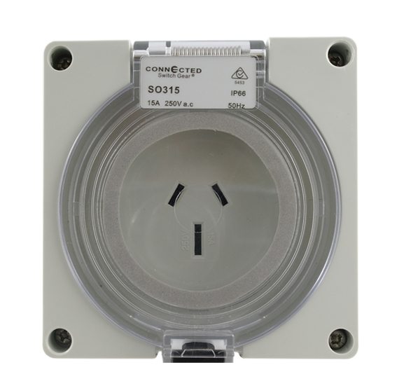 IP66 3 Pin Socket Outlet 20A 250V AC