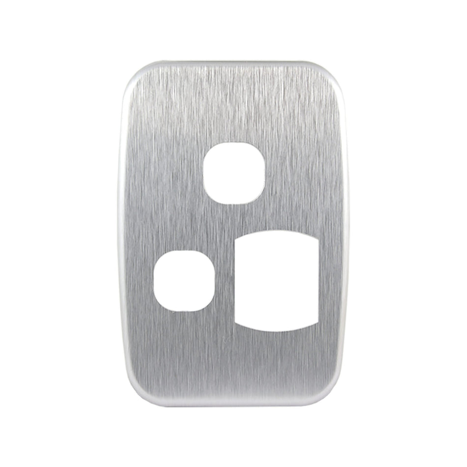 Aluminium Cover Plate Single GPO Vertical + Extra Switch LUNA