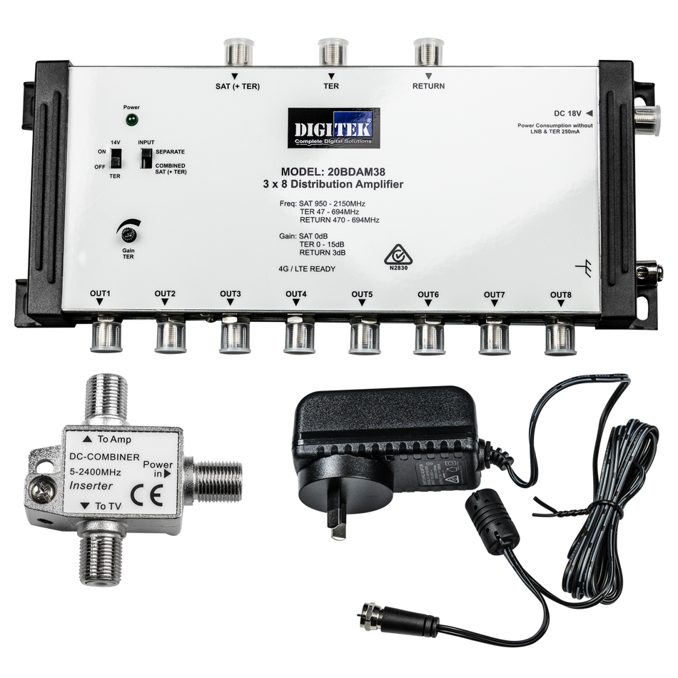 Digitek 3 Input 8 Way Distribution Amp