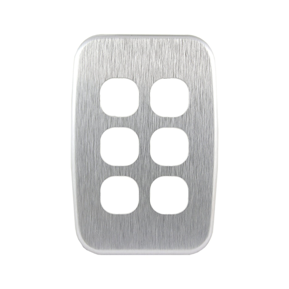 Brushed Aluminium 6 Gang Cover Plate