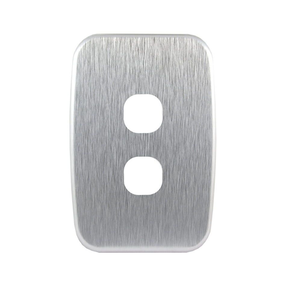 Brushed Aluminium 2 Gang Cover Plate