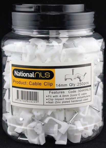 NLS 30363 | 12mm Cable Clips to Suit 2.5mm Twin & Earth | 500 Jar