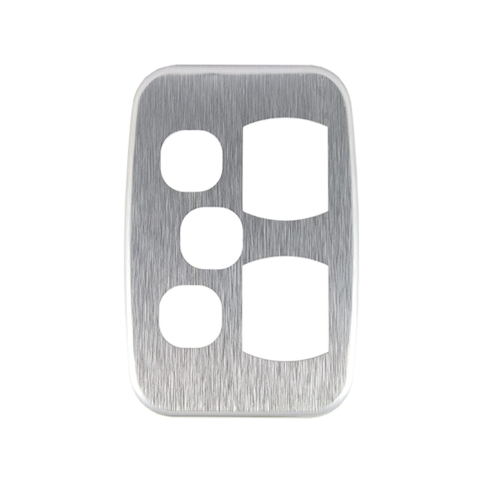 Brushed Aluminium Cover Plate Double GPO Vertical with Extra Switch