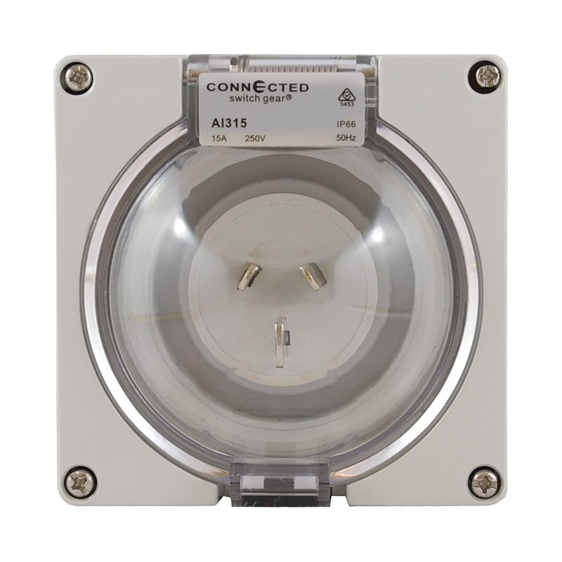 Appliance Inlet 3 Pin 250V AC 15A IP66