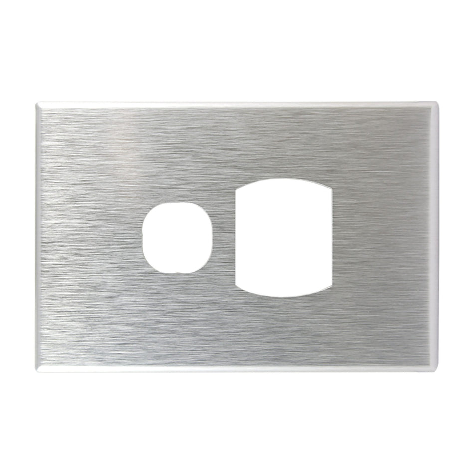 Brushed Aluminium Cover Plate Single GPO GEO