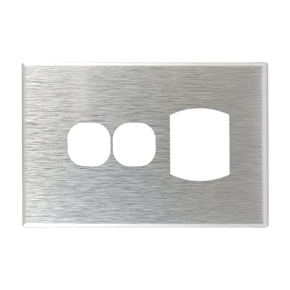 Brushed Aluminium Cover Single GPO + Extra Switch GEO