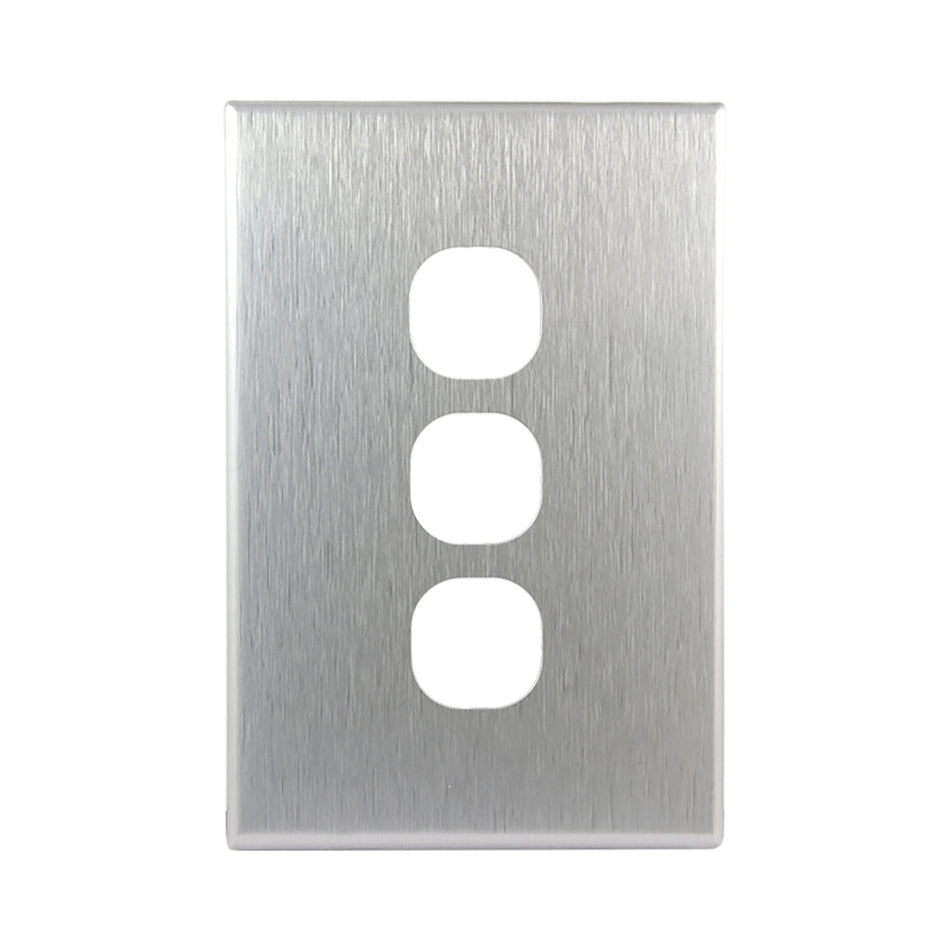 Aluminium Cover Plate 3 Gang Switch GEO