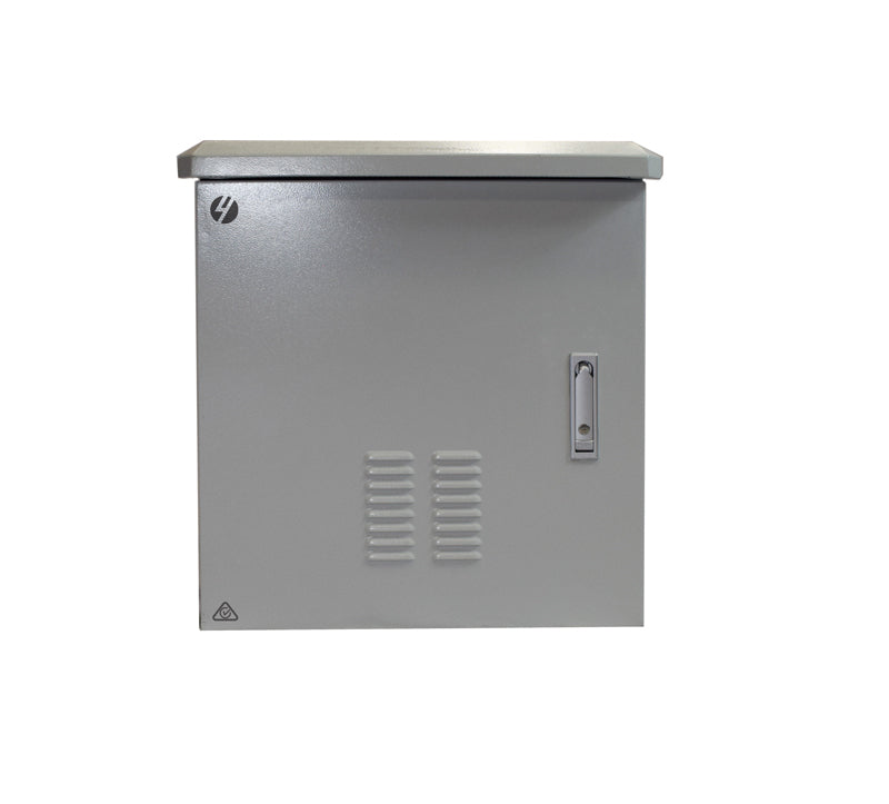 12RU 600mm Wide x 600mm Deep Grey Outdoor Wall Mount Ventilated Cabinet. IP45