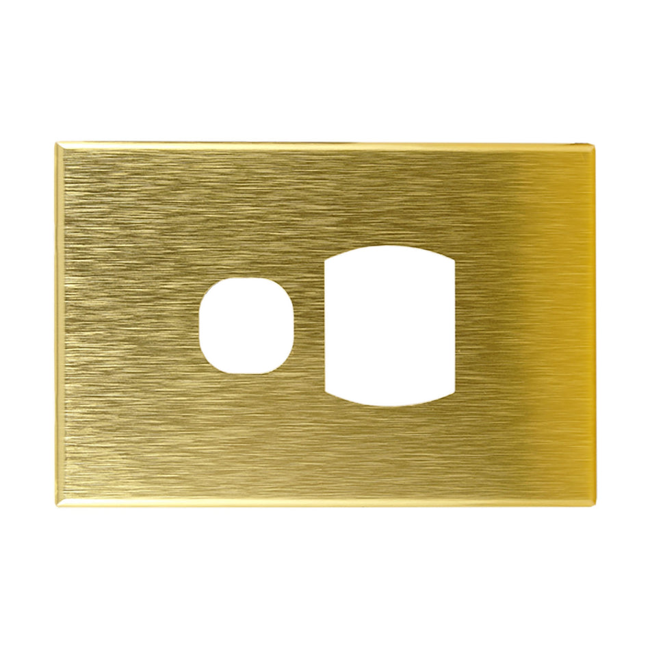 Brushed Brass Cover Plate Single GPO GEO