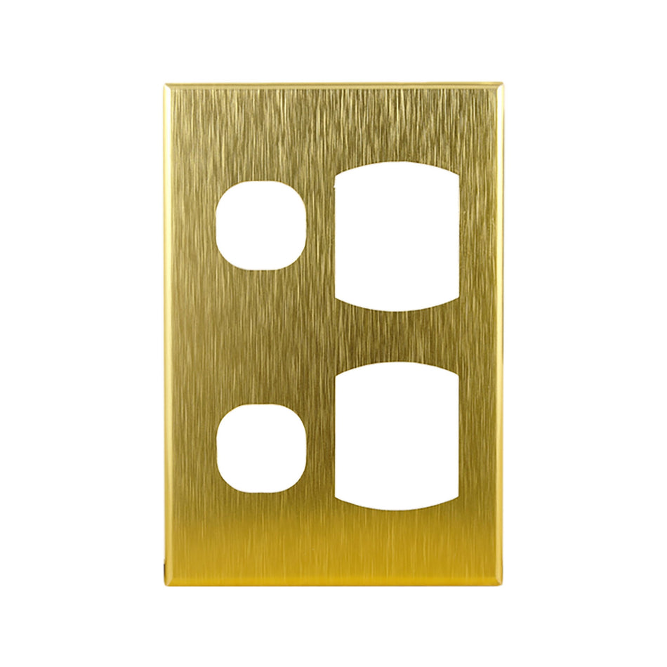 Brushed Brass Cover Plates to suit Double GPO Vertical GEO