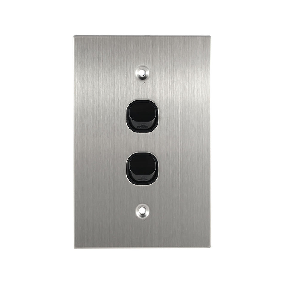 Stainless Steel Light Switch 2 Gang Vertical – BLACK