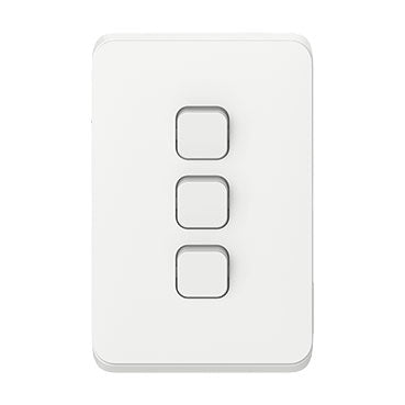 Clipsal Iconic 3043VA-VW | 3 Gang Switch 10AMP | Vivid White