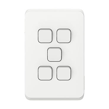 Clipsal Iconic 3045VA-VW | 5 Gang Switch 10AMP | Vivid White